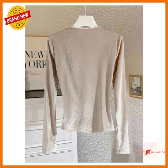 Velvet Wrap V Neck Ruched Long Sleeve Top S M L - Picture 3 of 5